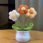 Orange Crochet Flower Pot Decoration