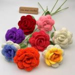Assorted Crochet Rose Stem Flowers